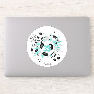 Sticker filles jersey nombre ballons de football étoiles l