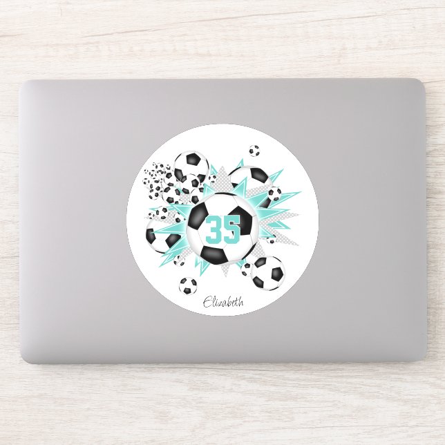 Sticker filles jersey nombre ballons de football étoiles l (Ordinateur)