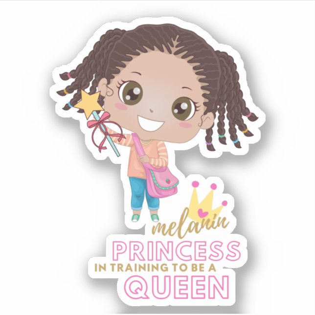 Sticker Filles MELANIN Princesse Entraînement pour être re (Devant)
