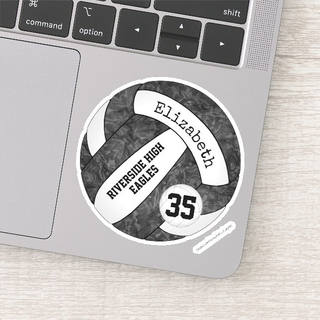 Sticker Filles noir blanc volley-ball avec nom de l'équipe (Détail)