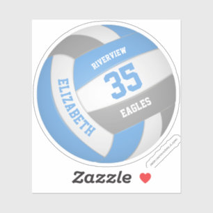 Sticker filles nom jersey numéro lt bleu gris volleyball