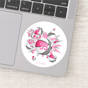 Sticker filles nom sur pink grey basketballs stars