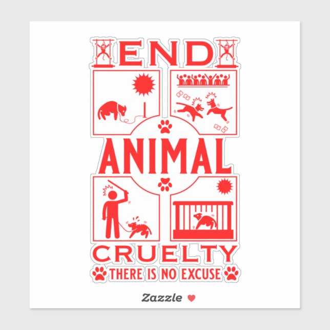 Sticker Fin de la cruauté animale (Feuille)