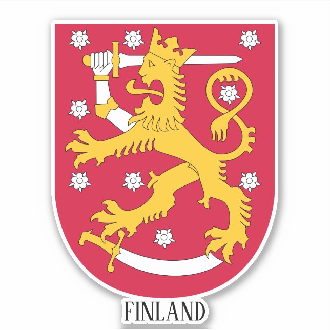 Sticker Finlande Manteau National D'Armoiries Patriotique (Devant)