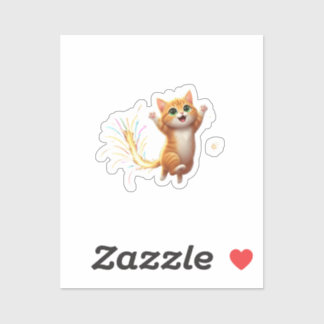 Sticker Fireworks Tail Cat Jumping Feline New Year Sparkle