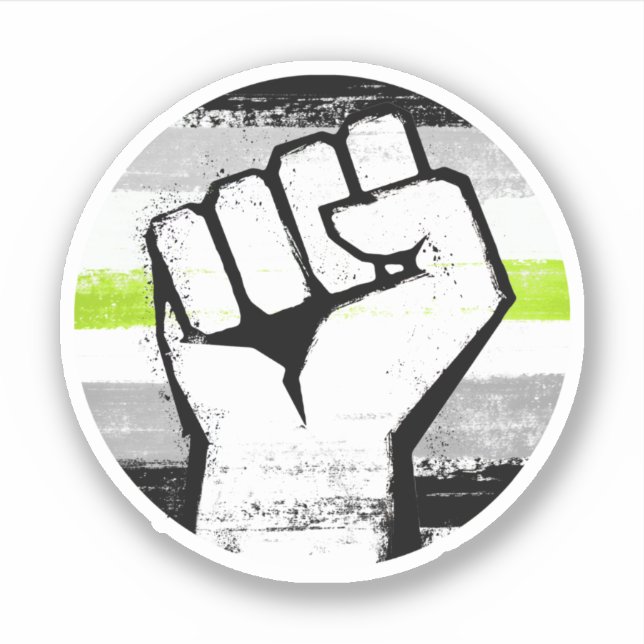Sticker Fist Circle Imprimé Fierté Agender (Devant)