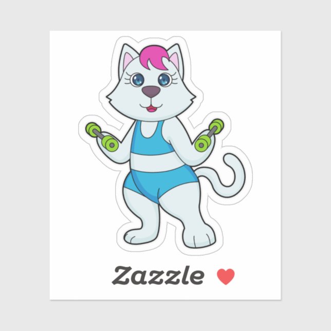 Sticker Fitness Cat Dumbbell (Feuille)