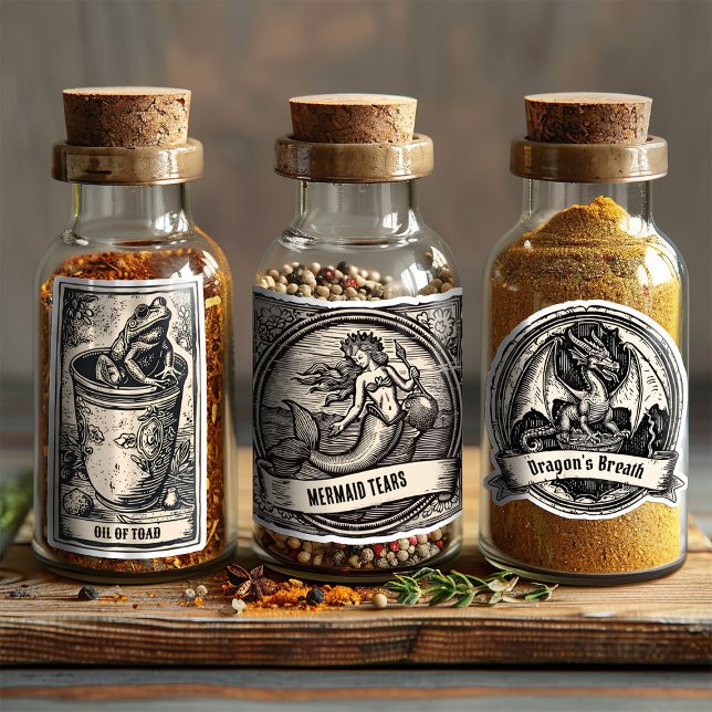 Sticker Flacon de potion de sorcière à gravure sur bois go (Créateur téléchargé)