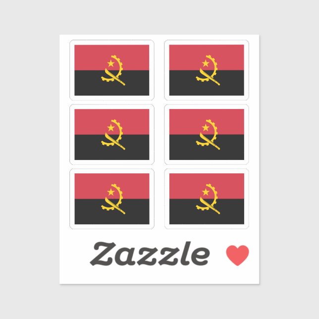 Sticker Flag of Angola Collection pack de 6 (Feuille)