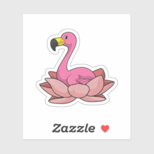 Sticker Flamant rose à fleur de Lotus