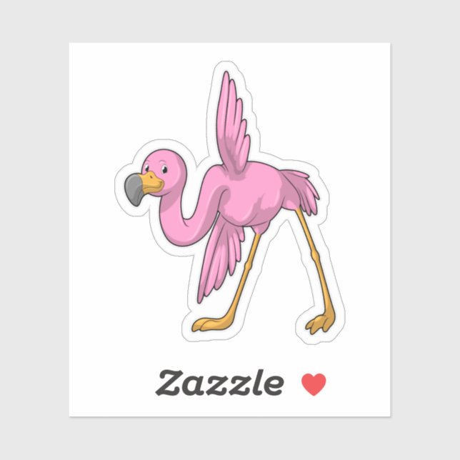 Sticker Flamant rose à Yoga Exercice d'étirement (Feuille)