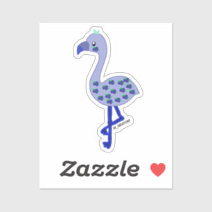 Sticker Flamant rose aux bleuets
