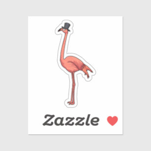 Sticker Flamant rose avec Casquette