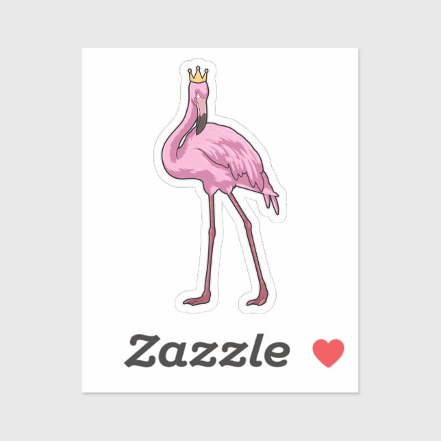 Sticker Flamant rose avec Couronne (Feuille)