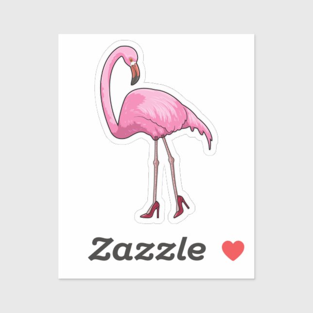 Sticker Flamant rose avec talons hauts (Feuille)