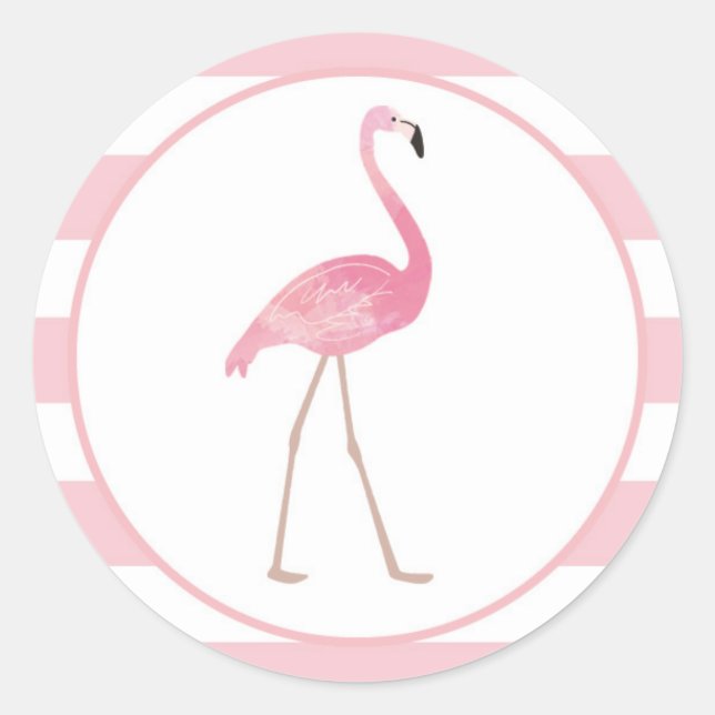 Sticker Flamant rose Bandes roses (Devant)