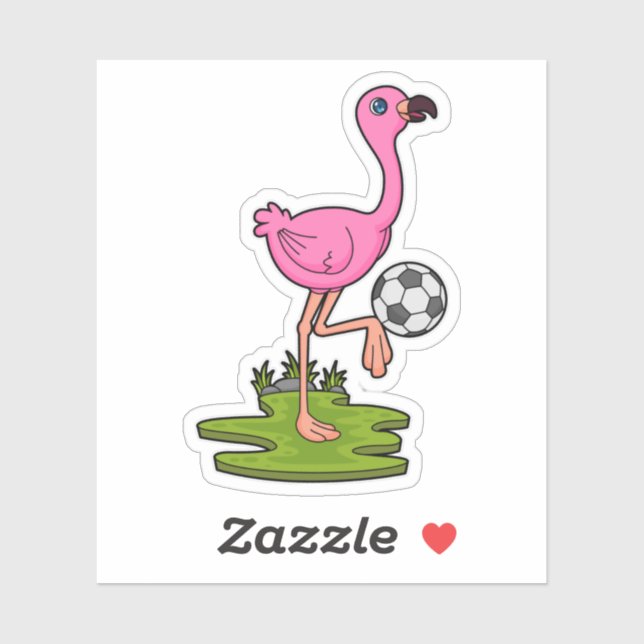 Sticker Flamant rose comme joueur de football avec Soccer (Feuille)