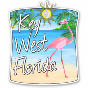 Sticker Flamant rose de Key West, Floride Keys