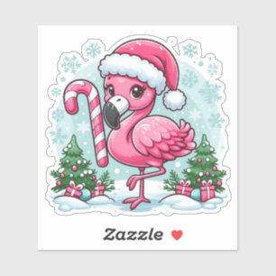 Sticker Flamant rose de Noël Clipart-10424