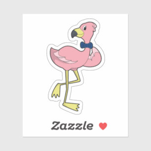 Sticker Flamant rose en gentleman avec cravate