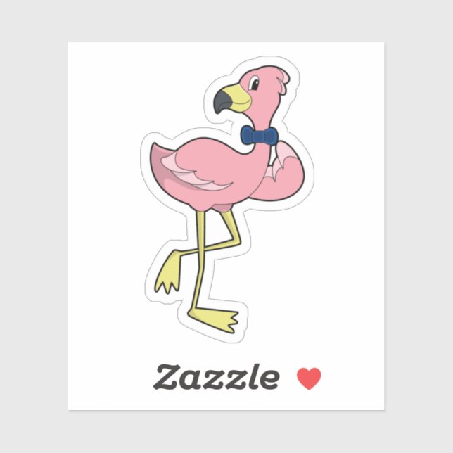 Sticker Flamant rose en gentleman avec cravate (Feuille)