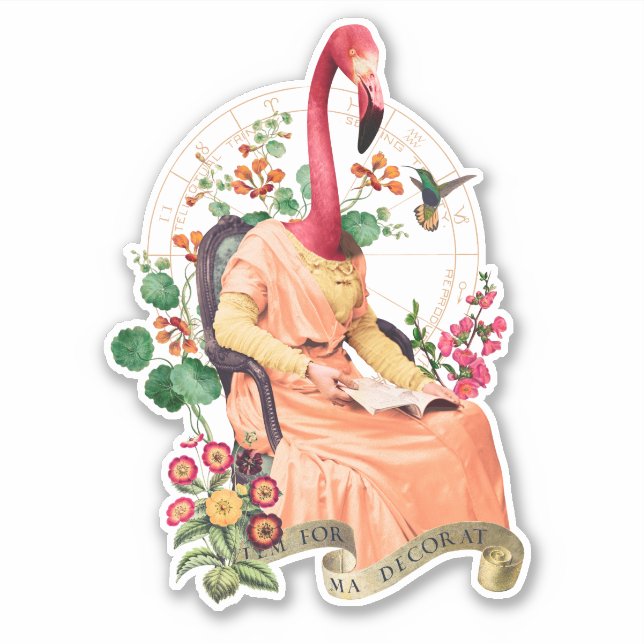 STICKER FLAMANT ROSE FANCY ANIMAL (Devant)