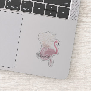 Sticker Flamant Rose Féminin, Ananas - Personnalisé