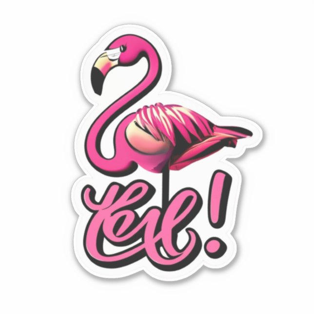 Sticker Flamant rose Love Stick It avec Flair (Devant)