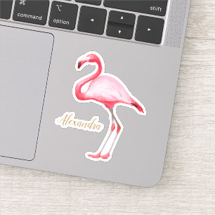 Sticker Flamant rose rose personnalisé