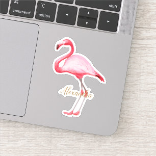 Sticker Flamant rose rose personnalisé