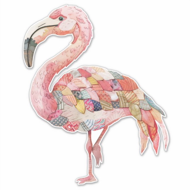 Sticker Flamant rose rose scrapbooking (Devant)