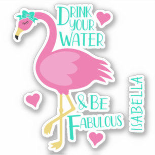 Sticker Flamant rose Soyez Fabuleux Fille Nom Personnalisé