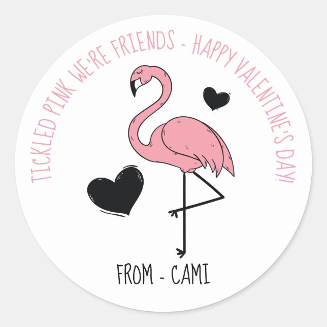 Sticker Flamant rose Valentine (Devant)