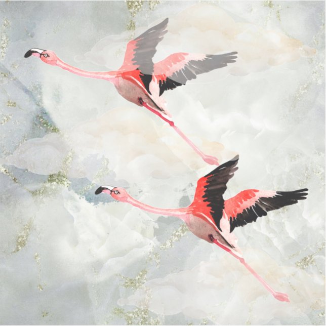 Sticker Flamants roses roses Flying Marble Sky (Devant)