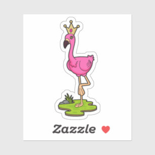Sticker Flamingo as Princess with Crown