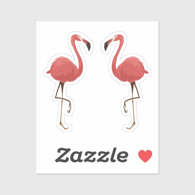 Sticker Flamingo Rose Tropiques Style Mi-Siècle (Feuille)