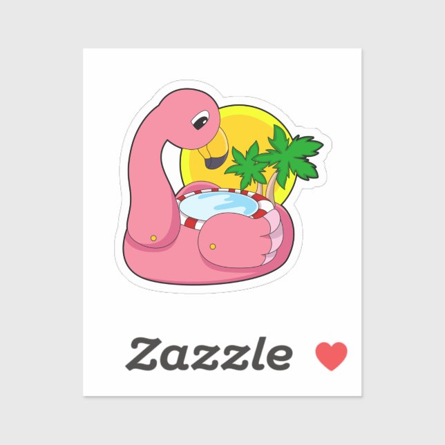 Sticker Flamingo with Pool (Feuille)