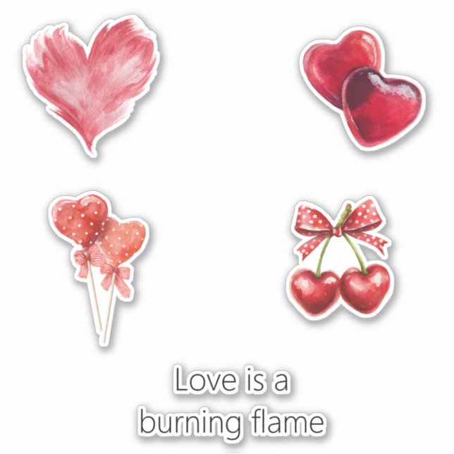 Sticker Flamme d'amour de cœur rouge (Devant)