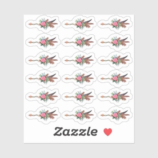 Sticker Flèche de plumes bohème rustique Feuille de planne (Feuille)