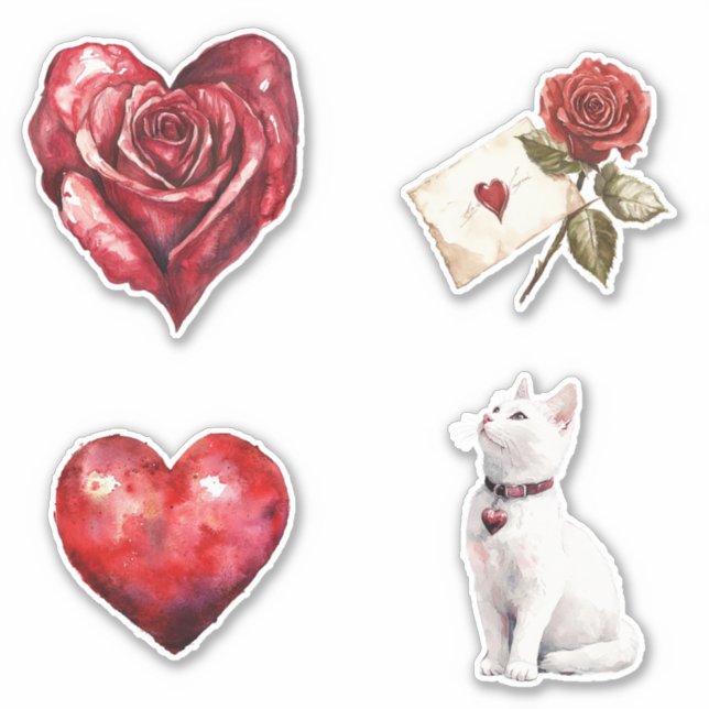 Sticker Fleur cardiaque Rose Red XOXO (Devant)