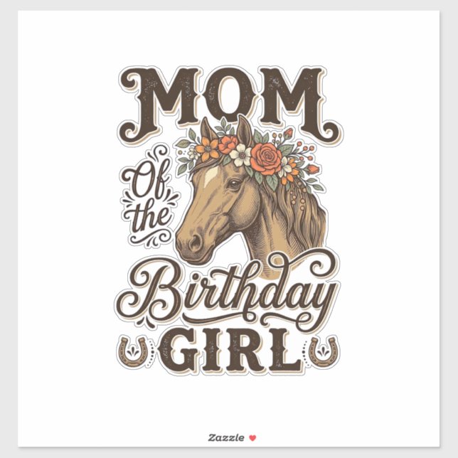 Sticker Fleur de cheval occidental vintage pour l'annivers (Feuille)