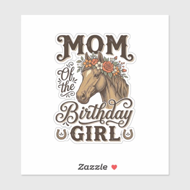 Sticker Fleur de cheval occidental vintage pour l'annivers (Feuille)