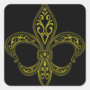 Sticker Fleur De Lis Noir et Or
