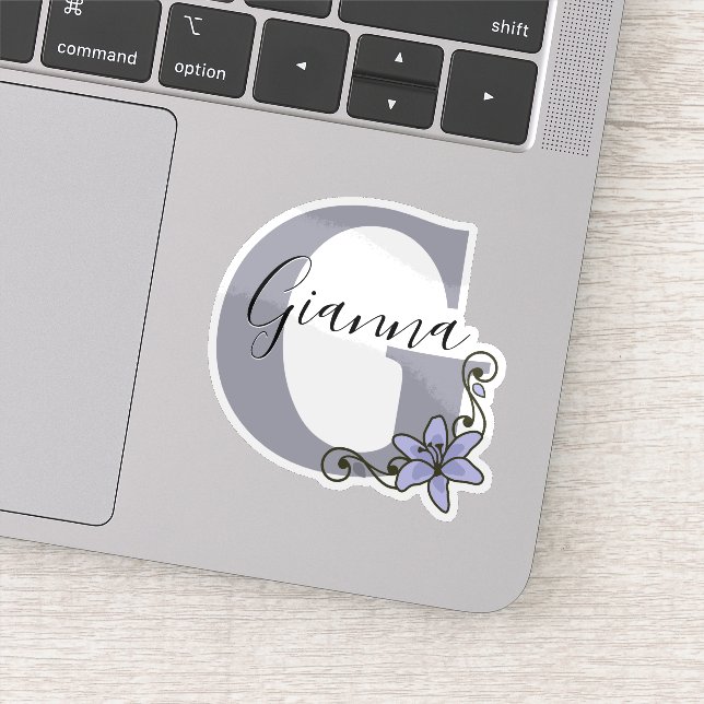 Sticker Fleur de Lys Romantique avec Nom Personnalisé Mono (Détail)