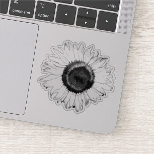 Sticker Fleur de soleil noire et blanche