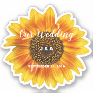 Sticker Fleur de tournesol jaune mariage personnalisé