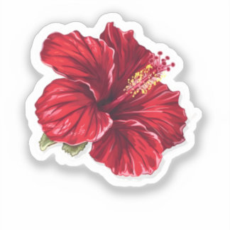 Sticker Fleur d'Hibiscus Rouge Vibrante