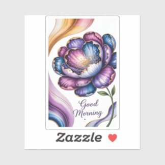 Sticker Fleur élégante violette dorée en fleurs Bonjour