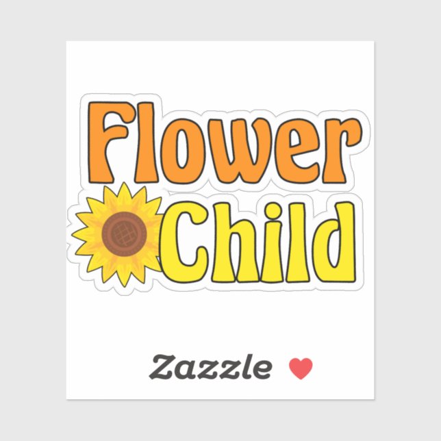Sticker Fleur Enfant mignonne Hippie tournesol les années  (Feuille)