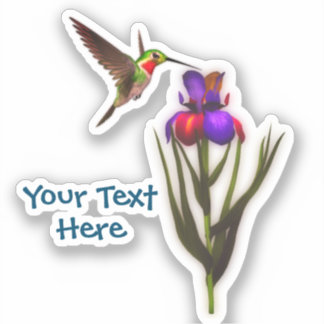 Sticker Fleur Iris de colibri personnalisée
